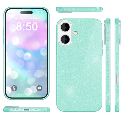 NALIA Glitzerhülle für iPhone 16 Plus – Funkelnder Glitzer-Look & Grip – SHINEPOP (Silikon Case) – Marke aus Berlin