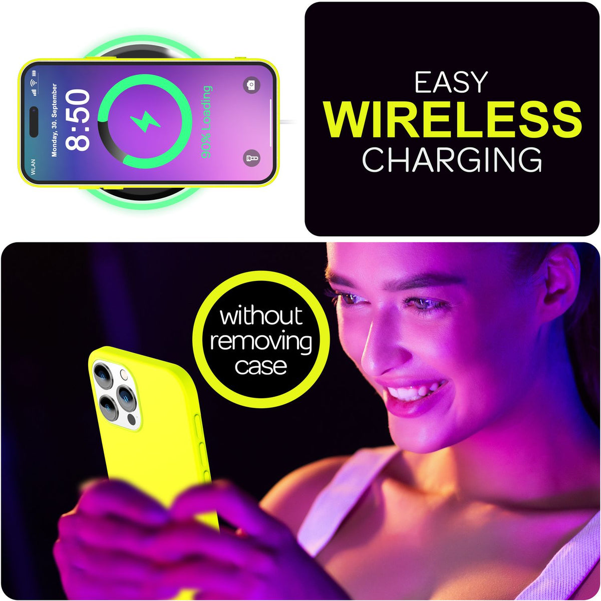 NALIA Neon Silikonhülle für iPhone 16 Pro Max – Soft-Touch & Signal-Neon – NEONSHOCK (Matte Schutzhülle) – Marke aus Berlin