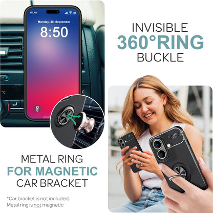 NALIA Ringhülle für iPhone 16 – Ring-Ständer 360° & für Magnet-Halter – GRIP360 (Mattiertes Silikon Case) – Marke aus Berlin