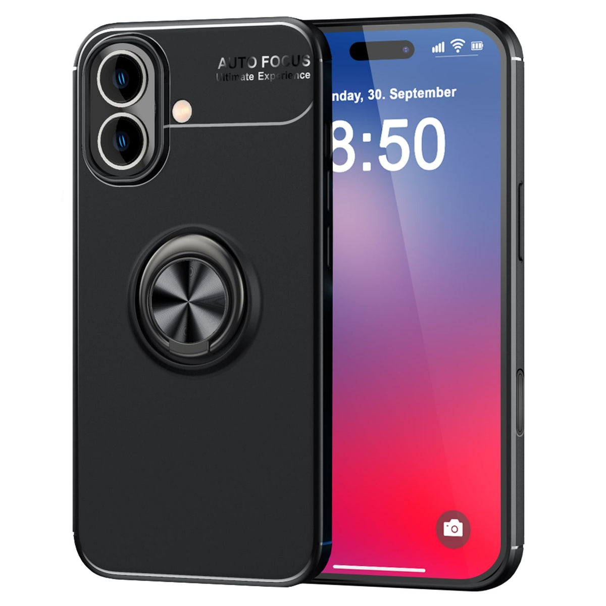 NALIA Ringhülle für iPhone 16 Plus – Ring-Ständer 360° & für Magnet-Halter – GRIP360 (Mattiertes Silikon Case) – Marke aus Berlin