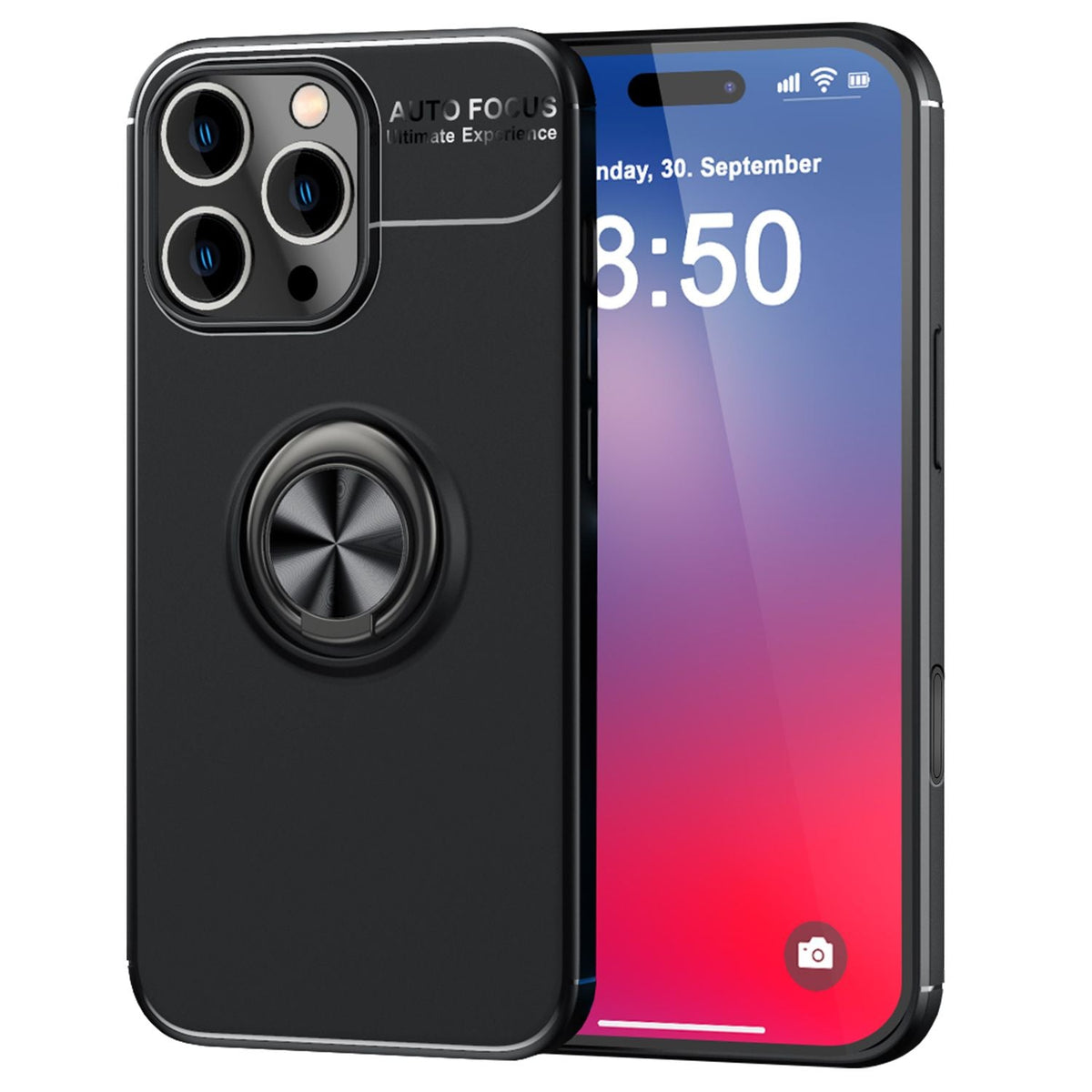NALIA Ringhülle für iPhone 16 Pro Max – Ring-Ständer 360° & für Magnet-Halter – GRIP360 (Mattiertes Silikon Case) – Marke aus Berlin