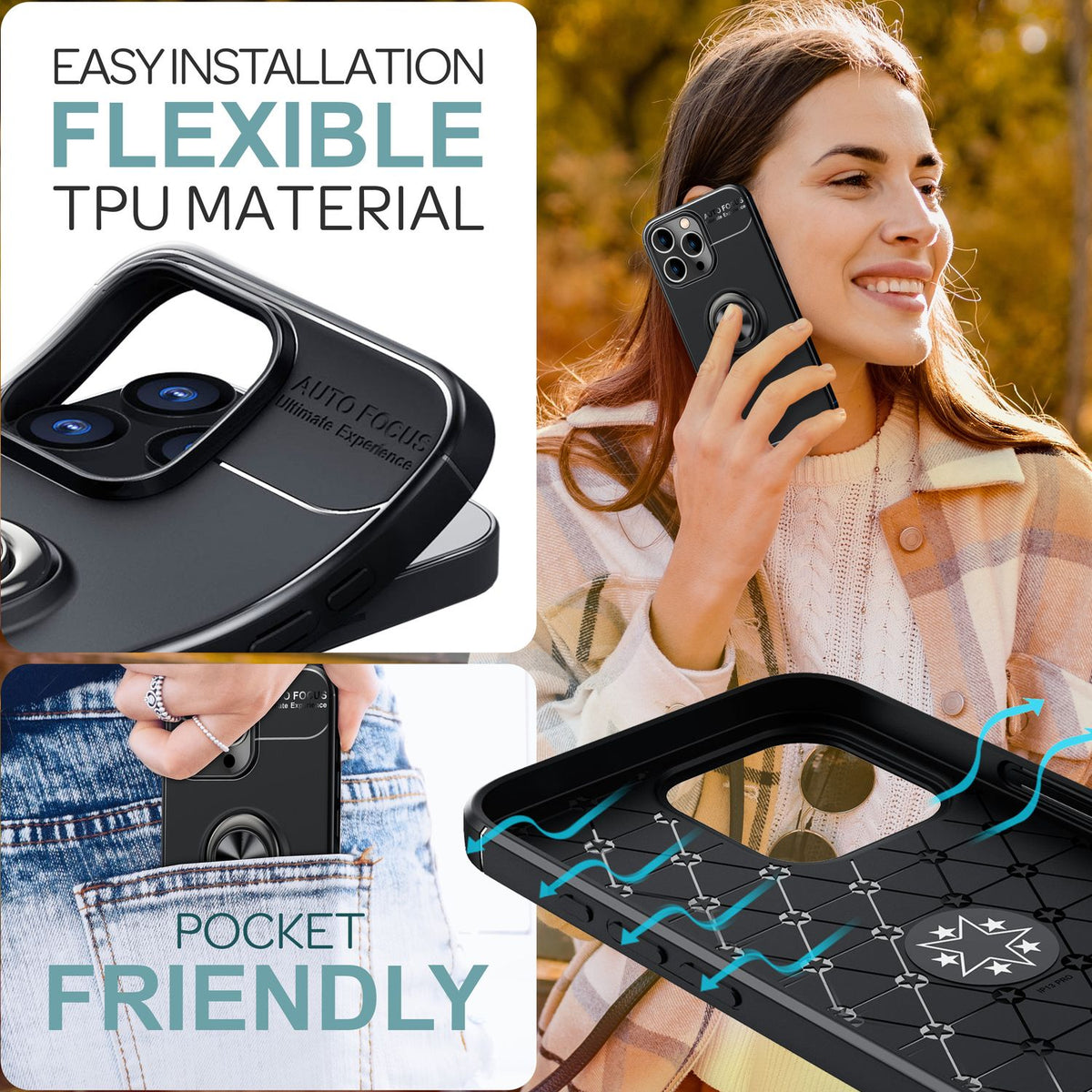 NALIA Ringhülle für iPhone 16 Pro Max – Ring-Ständer 360° & für Magnet-Halter – GRIP360 (Mattiertes Silikon Case) – Marke aus Berlin