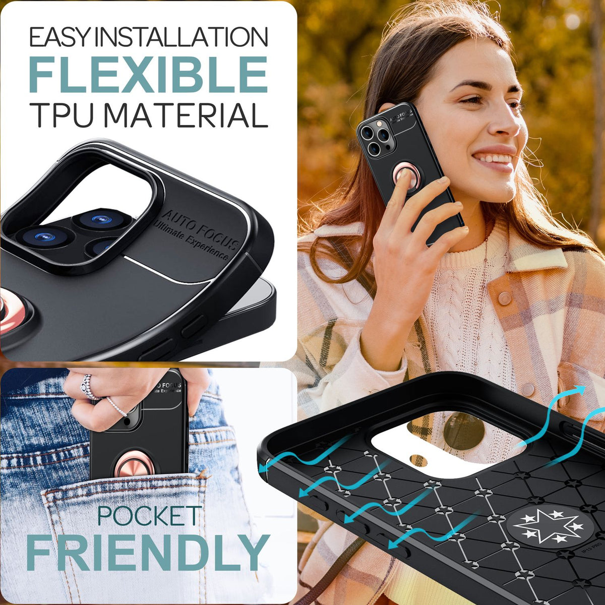 NALIA Ringhülle für iPhone 16 Pro Max – Ring-Ständer 360° & für Magnet-Halter – GRIP360 (Mattiertes Silikon Case) – Marke aus Berlin