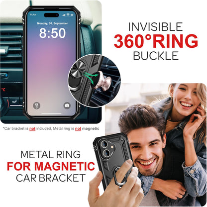 NALIA Panzerhülle für iPhone 16 – Ring-Ständer 360° & Magnet-Halterung Kompatibel – RINGDEFEND (Stoßfestes Outdoor Case) – Marke aus Berlin