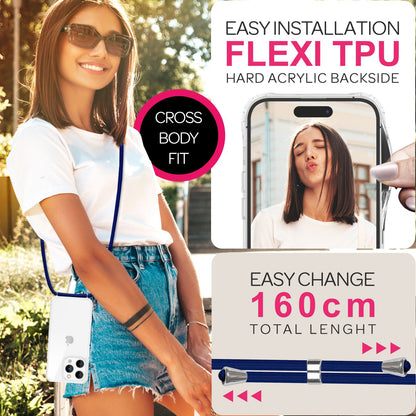 NALIA Handykette für iPhone 16 Pro – Transparentes Hybrid-Case & Band – HANGIT PRO (Anti-Gelb Rückseite & Verstellbar) – Marke aus Berlin