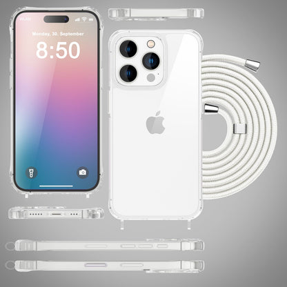 NALIA Handykette für iPhone 16 Pro Max – Transparentes Hybrid-Case & Band – HANGIT PRO (Anti-Gelb Rückseite & Verstellbar) – Marke aus Berlin