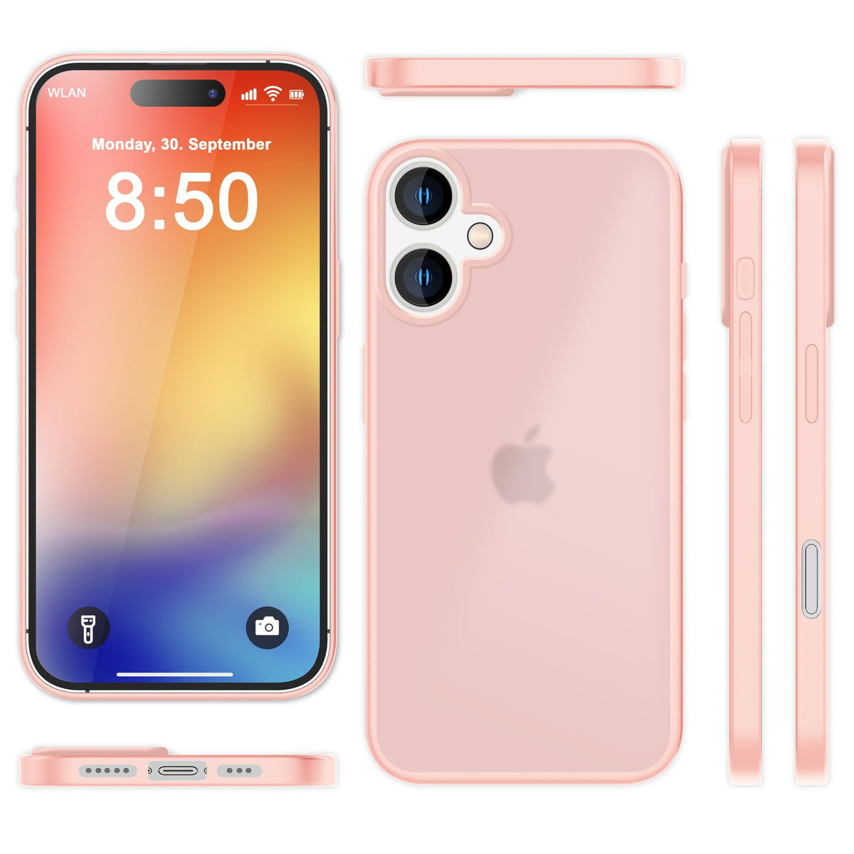 NALIA Matte Handyhülle für iPhone 16 – Stoßfester Silikon-Rahmen & Semi-Transparent – FUZION (Anti-Fingerprint Case) – Marke aus Berlin