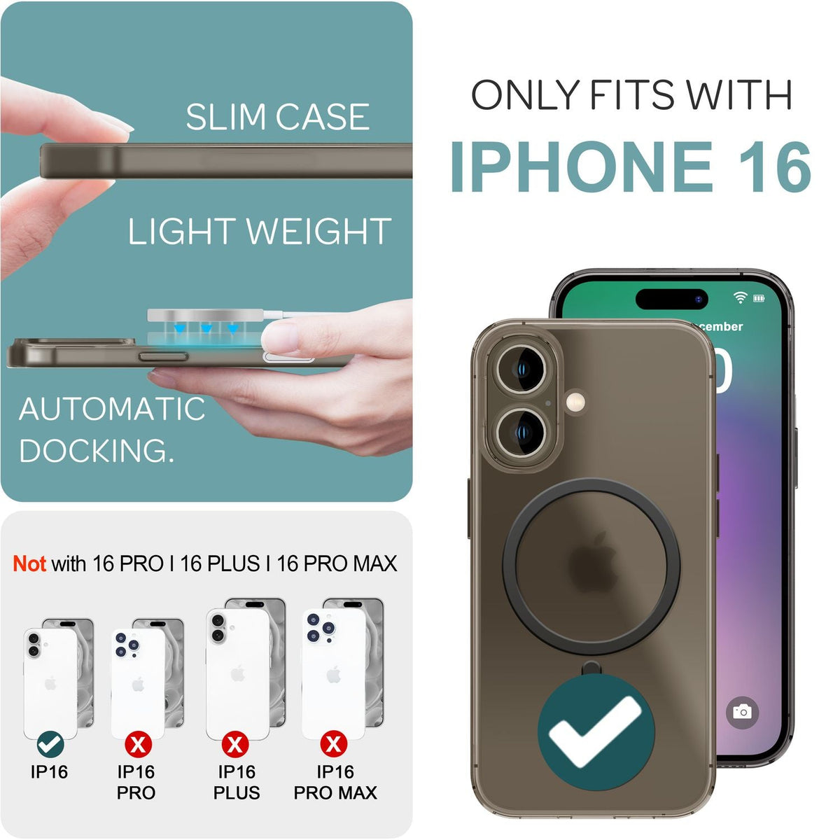 NALIA Ultra-Slim Hardcase für iPhone 16 – MagSafe kompatibel & 0.3mm Dünn – THINIX (Mattes & Schlankes Case) – Marke aus Berlin