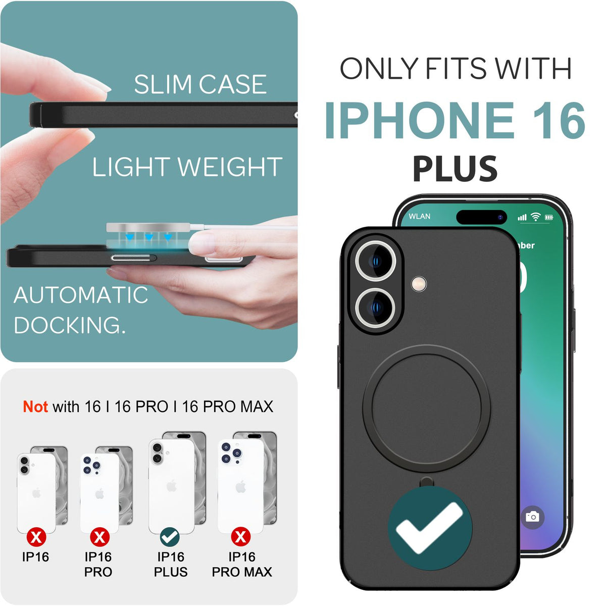 NALIA Ultra-Slim Hardcase für iPhone 16 Plus – MagSafe kompatibel & 0.3mm Dünn – THINIX (Mattes & Schlankes Case) – Marke aus Berlin