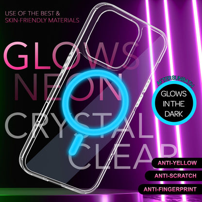 NALIA Neon-Ring Case für iPhone 16 Pro – MagSafe Kompatibel & Nachleuchtend – NIGHT-GLOW (Transparent & Anti-Gelb) – Marke aus Berlin