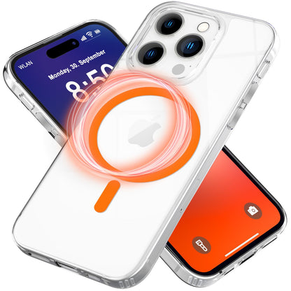 NALIA Neon-Ring Case für iPhone 16 Pro – MagSafe Kompatibel & Nachleuchtend – NIGHT-GLOW (Transparent & Anti-Gelb) – Marke aus Berlin