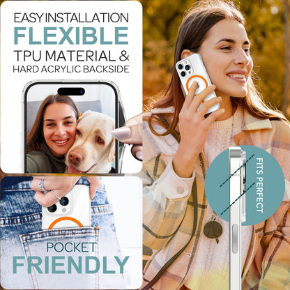 NALIA Neon-Ring Case für iPhone 16 Pro – MagSafe Kompatibel & Nachleuchtend – NIGHT-GLOW (Transparent & Anti-Gelb) – Marke aus Berlin