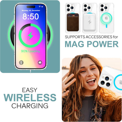 NALIA Neon-Ring Case für iPhone 16 Pro Max – MagSafe Kompatibel & Nachleuchtend – NIGHT-GLOW (Transparent & Anti-Gelb) – Marke aus Berlin