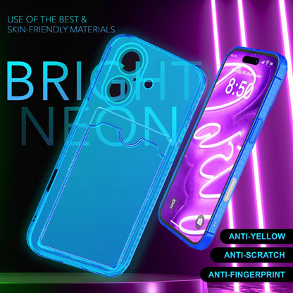 NALIA Neon Silikonhülle für iPhone 16 Plus – Kartenfach & Knallige Signal-Farbe – CARDPOP (Anti-Shock Handyhülle) – Marke aus Berlin