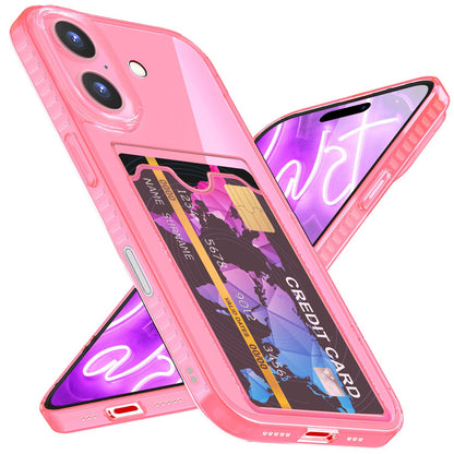 NALIA Neon Silikonhülle für iPhone 16 Plus – Kartenfach & Knallige Signal-Farbe – CARDPOP (Anti-Shock Handyhülle) – Marke aus Berlin