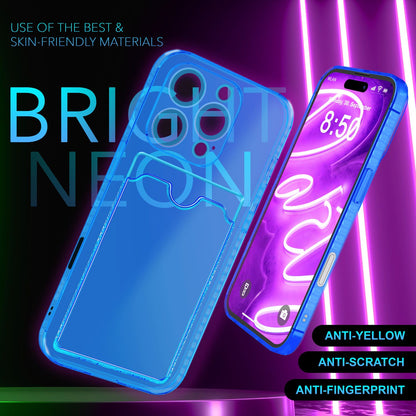 NALIA Neon Silikonhülle für iPhone 16 Pro – Kartenfach & Knallige Signal-Farbe – CARDPOP (Anti-Shock Handyhülle) – Marke aus Berlin