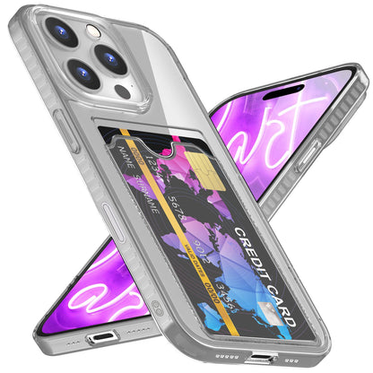 NALIA Neon Silikonhülle für iPhone 16 Pro – Kartenfach & Knallige Signal-Farbe – CARDPOP (Anti-Shock Handyhülle) – Marke aus Berlin