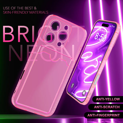 NALIA Neon Silikonhülle für iPhone 16 Pro – Kartenfach & Knallige Signal-Farbe – CARDPOP (Anti-Shock Handyhülle) – Marke aus Berlin