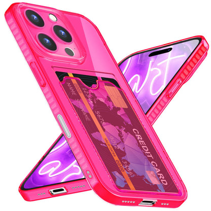 NALIA Neon Silikonhülle für iPhone 16 Pro Max – Kartenfach & Knallige Signal-Farbe – CARDPOP (Anti-Shock Handyhülle) – Marke aus Berlin