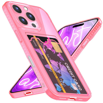 NALIA Neon Silikonhülle für iPhone 16 Pro Max – Kartenfach & Knallige Signal-Farbe – CARDPOP (Anti-Shock Handyhülle) – Marke aus Berlin