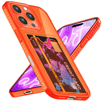 NALIA Neon Silikonhülle für iPhone 16 Pro Max – Kartenfach & Knallige Signal-Farbe – CARDPOP (Anti-Shock Handyhülle) – Marke aus Berlin