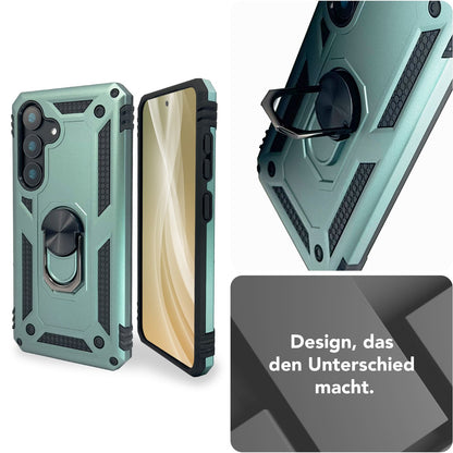 NALIA Panzerhülle für Samsung Galaxy S25 – Ring-Ständer 360° & Magnet-Halterung Kompatibel – RINGDEFEND (Stoßfestes Outdoor Case) – Marke aus Berlin