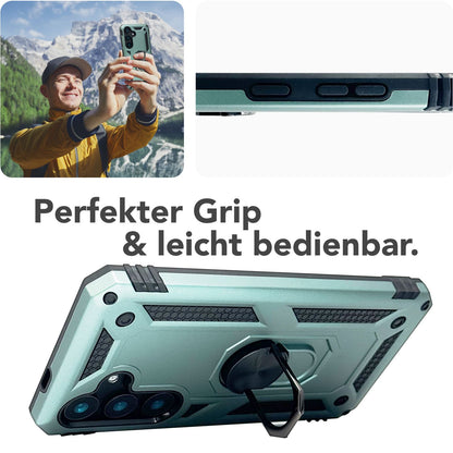 NALIA Panzerhülle für Samsung Galaxy S25 – Ring-Ständer 360° & Magnet-Halterung Kompatibel – RINGDEFEND (Stoßfestes Outdoor Case) – Marke aus Berlin