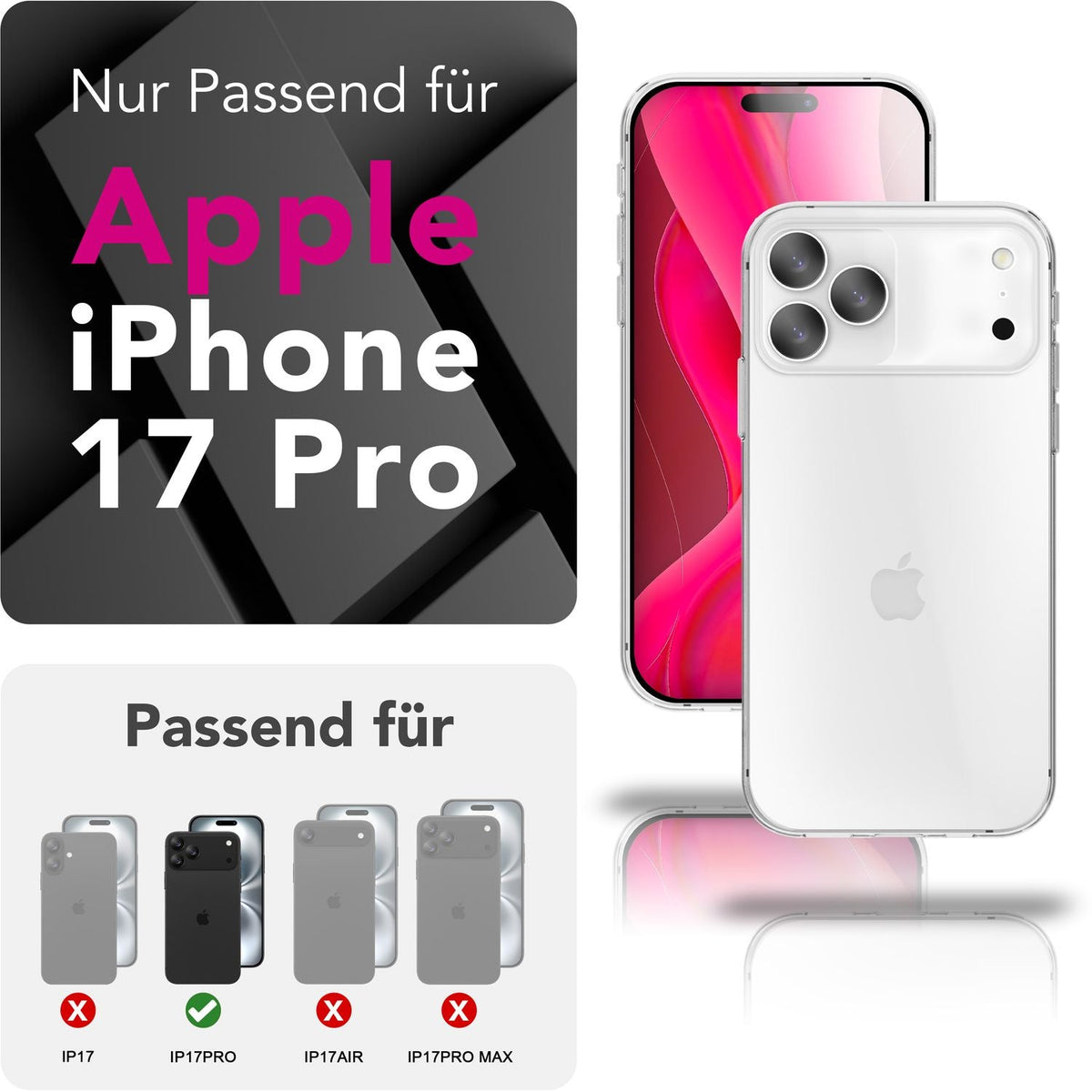NALIA Transparente Silikonhülle für iPhone 18 Pro / 17 Pro – Anti-Gelb & Rutschfest – GLAZE (Handyhülle Kristallklar, Schlank & Stoßfest) – Marke aus Berlin