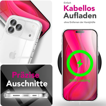 NALIA Transparente Silikonhülle für iPhone 18 Pro / 17 Pro – Anti-Gelb & Rutschfest – GLAZE (Handyhülle Kristallklar, Schlank & Stoßfest) – Marke aus Berlin