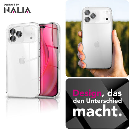 NALIA Transparente Silikonhülle für iPhone 18 Pro / 17 Pro – Anti-Gelb & Rutschfest – GLAZE (Handyhülle Kristallklar, Schlank & Stoßfest) – Marke aus Berlin