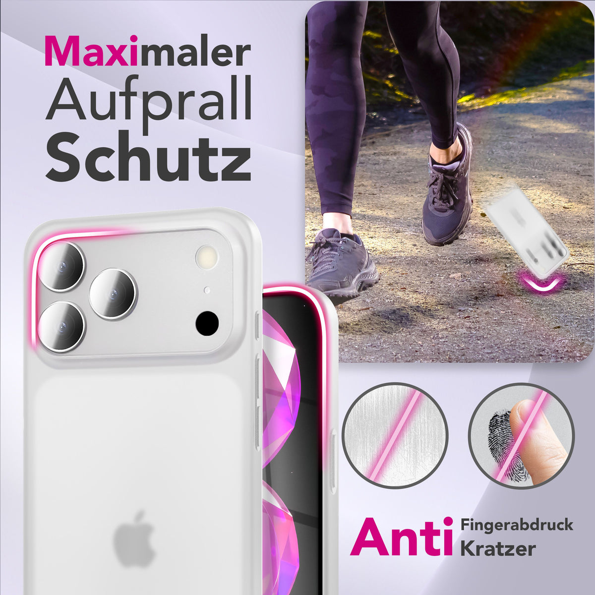 NALIA Ultra Slim Hardcase für iPhone 17 Pro Max – Matt & 0.3mm Dünn – PHANTOM (Dünnes Cover & Kamera-Vollschutz) – Marke aus Berlin