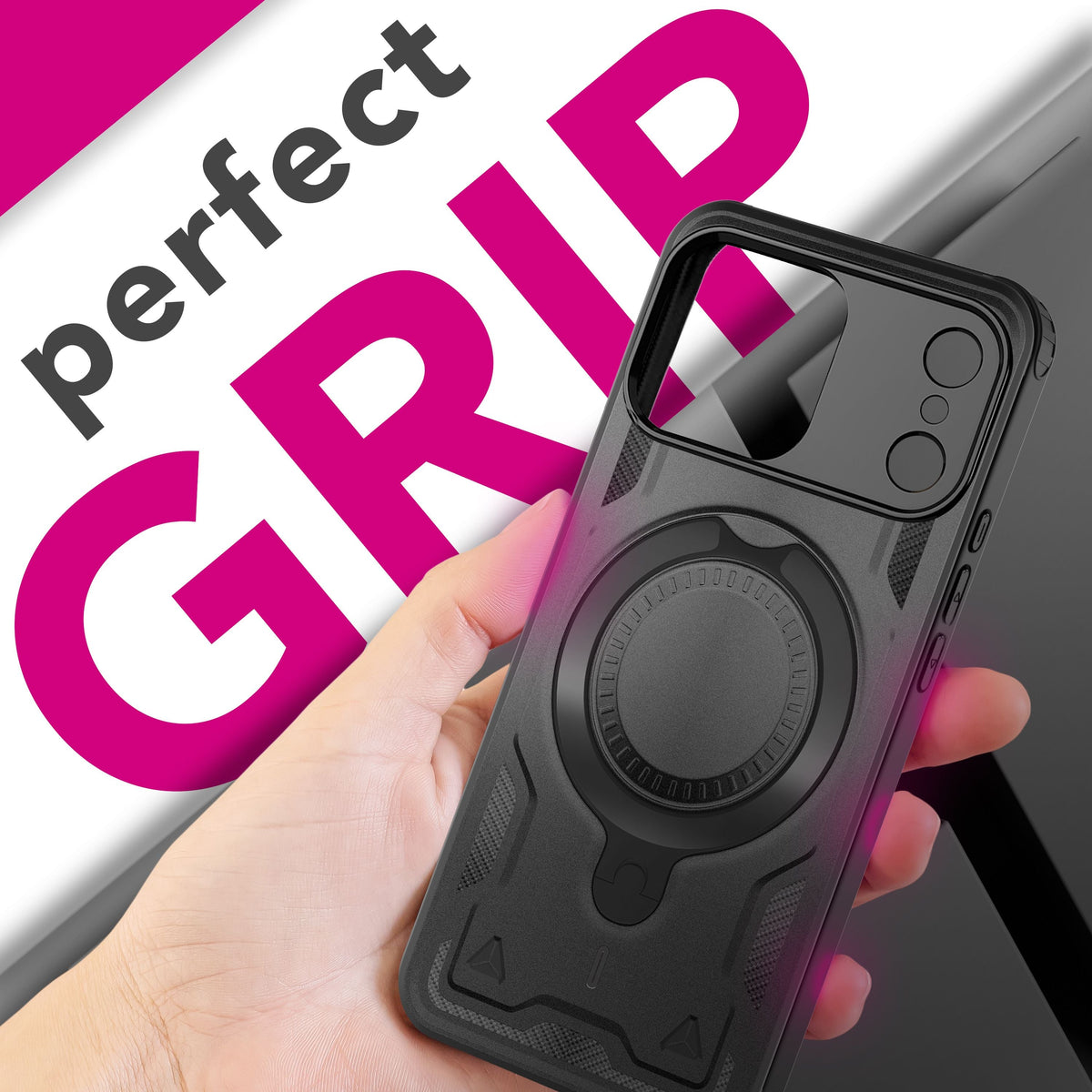 NALIA Magnetische Panzerhülle für iPhone 18 Pro / 17 Pro – Ring-Halterung 360° & MagSafe kompatibel – STORMGUARD (Outdoor Case) – Marke aus Berlin