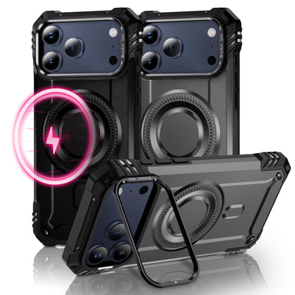 NALIA Magnetische Panzerhülle für iPhone 18 Pro / 17 Pro – MagSafe kompatibel & Kamera-Stand – GRANITE (Outdoor Schutzhülle Stoßfest) – Marke aus Berlin