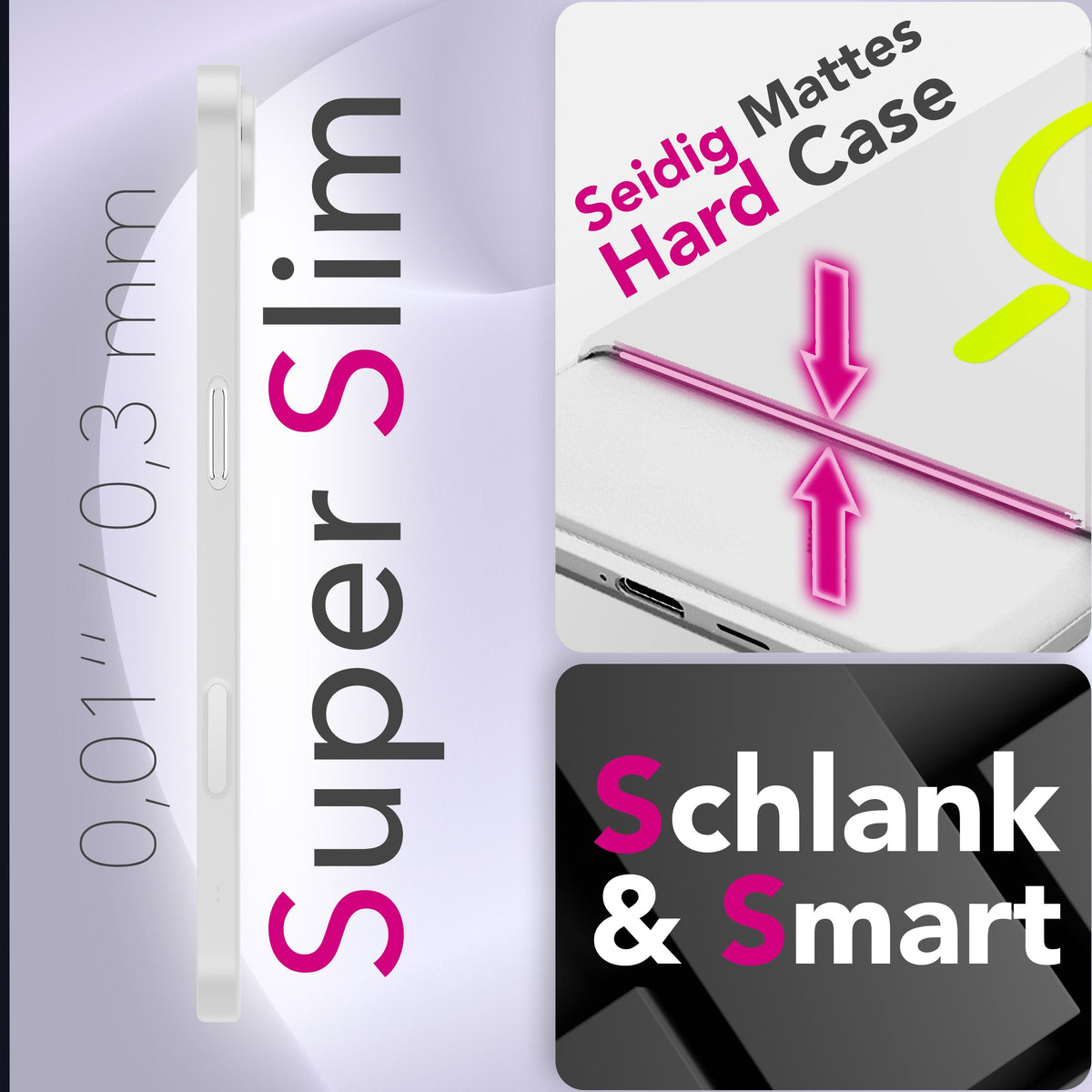 NALIA Ultra Slim Hardcase für iPhone 17 Air – MagSafe Kompatibel & Nachleuchtender Ring – THINIX GLOW (Matt-Transparent & 0,3mm Dünn) – Marke aus Berlin