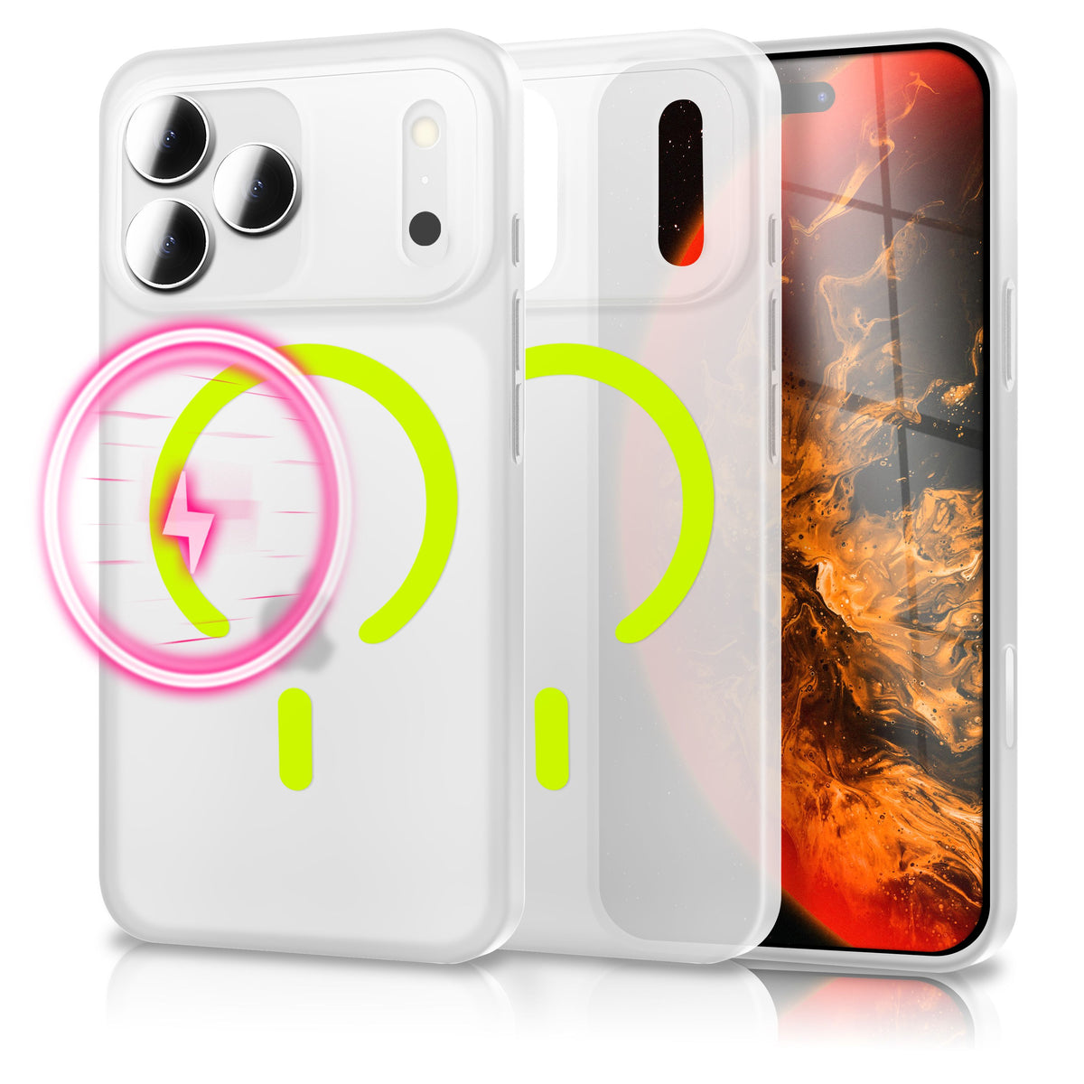 NALIA Ultra Slim Hardcase für iPhone 18 Pro / 17 Pro – MagSafe Kompatibel & Nachleuchtender Ring – THINIX GLOW (Matt-Transparent & 0,3mm Dünn) – Marke aus Berlin