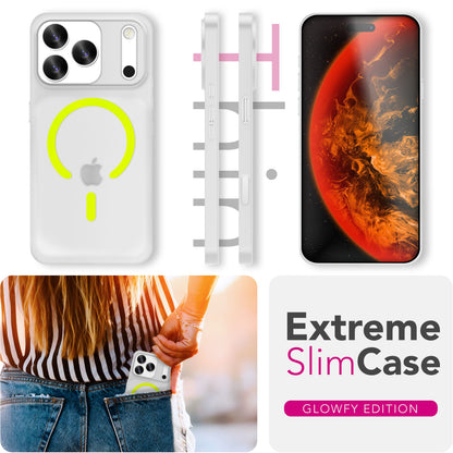 NALIA Ultra Slim Hardcase für iPhone 18 Pro / 17 Pro – MagSafe Kompatibel & Nachleuchtender Ring – THINIX GLOW (Matt-Transparent & 0,3mm Dünn) – Marke aus Berlin