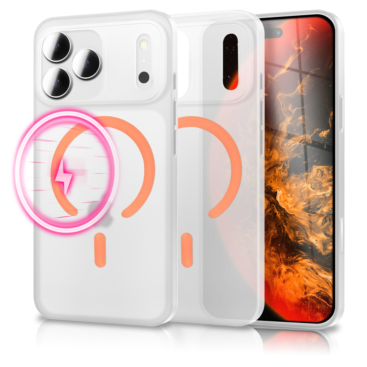 NALIA Ultra Slim Hardcase für iPhone 18 Pro / 17 Pro – MagSafe Kompatibel & Nachleuchtender Ring – THINIX GLOW (Matt-Transparent & 0,3mm Dünn) – Marke aus Berlin
