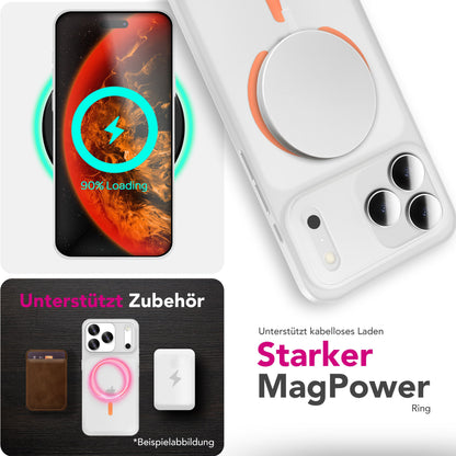NALIA Ultra Slim Hardcase für iPhone 18 Pro / 17 Pro – MagSafe Kompatibel & Nachleuchtender Ring – THINIX GLOW (Matt-Transparent & 0,3mm Dünn) – Marke aus Berlin