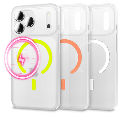 NALIA Ultra Slim Hardcase für iPhone 18 Pro / 17 Pro – MagSafe Kompatibel & Nachleuchtender Ring – THINIX GLOW (Matt-Transparent & 0,3mm Dünn) – Marke aus Berlin