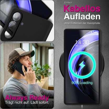 NALIA Matte Silikonhülle für Samsung Galaxy S26 – Slim, Schwarz & Rutschfest – STRIDER (Soft Case, Kameraschutz & Stoßfest) – Marke aus Berlin