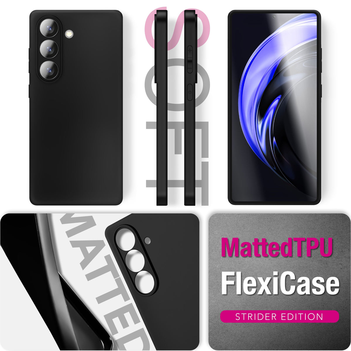 NALIA Matte Silikonhülle für Samsung Galaxy S26 – Slim, Schwarz & Rutschfest – STRIDER (Soft Case, Kameraschutz & Stoßfest) – Marke aus Berlin