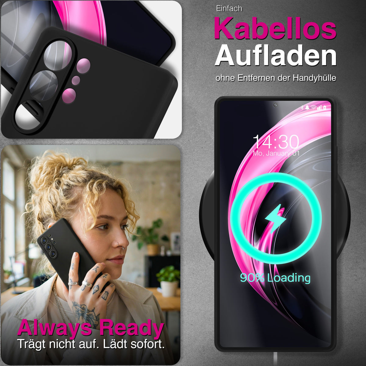 NALIA Matte Silikonhülle für Samsung Galaxy S26 Ultra – Slim, Schwarz & Rutschfest – STRIDER (Soft Case, Kameraschutz & Stoßfest) – Marke aus Berlin