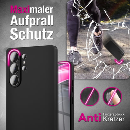 NALIA Matte Silikonhülle für Samsung Galaxy S26 Ultra – Slim, Schwarz & Rutschfest – STRIDER (Soft Case, Kameraschutz & Stoßfest) – Marke aus Berlin