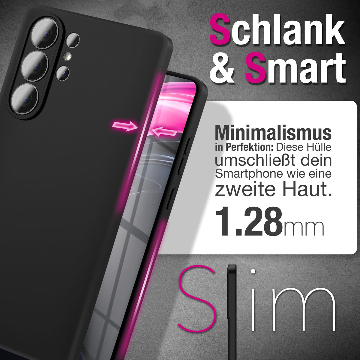 NALIA Matte Silikonhülle für Samsung Galaxy S26 Ultra – Slim, Schwarz & Rutschfest – STRIDER (Soft Case, Kameraschutz & Stoßfest) – Marke aus Berlin