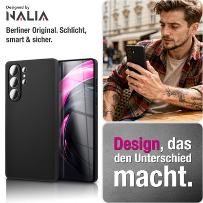 NALIA Matte Silikonhülle für Samsung Galaxy S26 Ultra – Slim, Schwarz & Rutschfest – STRIDER (Soft Case, Kameraschutz & Stoßfest) – Marke aus Berlin