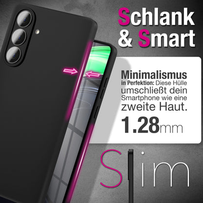 NALIA Matte Silikonhülle für Samsung Galaxy A37 – Slim, Schwarz & Rutschfest – STRIDER (Soft Case, Kameraschutz & Stoßfest) – Marke aus Berlin