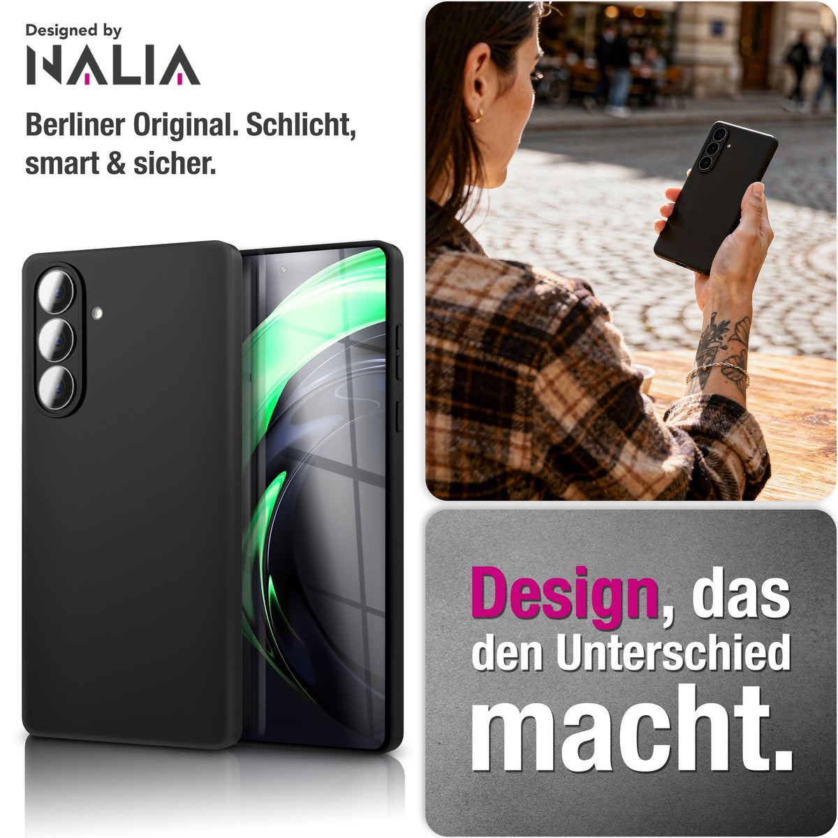 NALIA Matte Silikonhülle für Samsung Galaxy A37 – Slim, Schwarz & Rutschfest – STRIDER (Soft Case, Kameraschutz & Stoßfest) – Marke aus Berlin