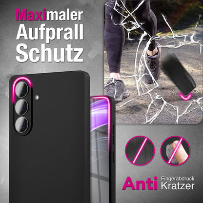 NALIA Matte Silikonhülle für Samsung Galaxy A57 – Slim, Schwarz & Rutschfest – STRIDER (Soft Case, Kameraschutz & Stoßfest) – Marke aus Berlin