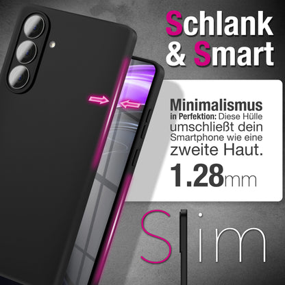 NALIA Matte Silikonhülle für Samsung Galaxy A57 – Slim, Schwarz & Rutschfest – STRIDER (Soft Case, Kameraschutz & Stoßfest) – Marke aus Berlin