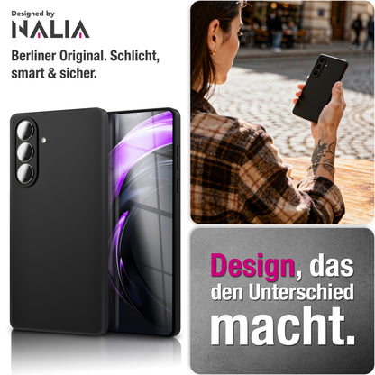 NALIA Matte Silikonhülle für Samsung Galaxy A57 – Slim, Schwarz & Rutschfest – STRIDER (Soft Case, Kameraschutz & Stoßfest) – Marke aus Berlin